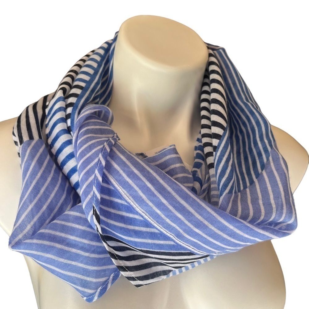CHICOS Striped Scarf Blue White Nautical New